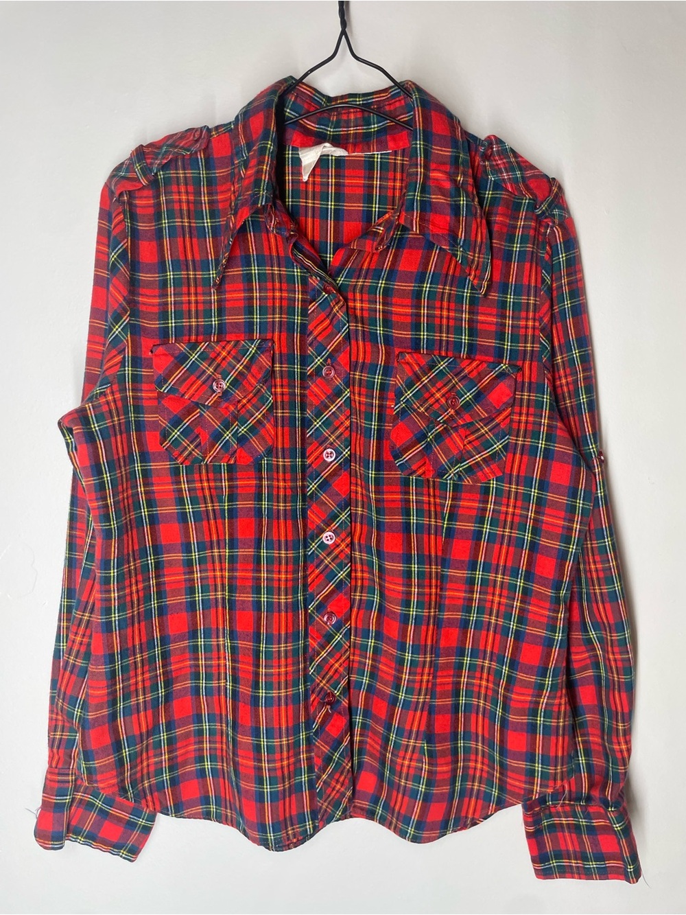 Vintage 70’s Red Plaid Button-Down Shirt